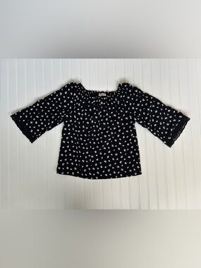 abercrombie kids Black Floral Peasant Top